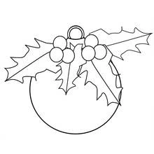 Disegno Pallina di Natale con foglie di agrifoglio da colorare
