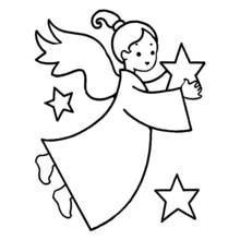 Disegno Angelo di Natale con una stella da colorare