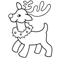 Disegno Renna con una corona di Natale da colorare