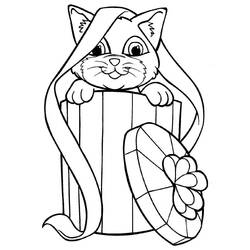 Disegno Gattino che esce da un regalo da colorare