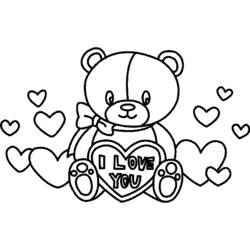 Disegno Orsetto di peluche con un cuore I Love You da colorare