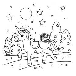Unicorno di Natale - Disegni da colorare gratuiti