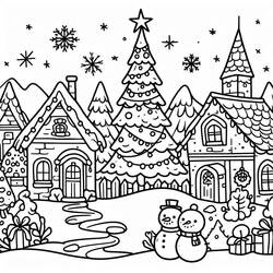 Villaggio di Natale - Disegni da colorare gratuiti