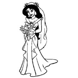 Disegno Jasmine in abito da sposa con fiori da colorare