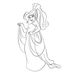 Disegno Anastasia in posa con un abito elegante e fluente da colorare