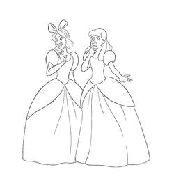 Disegno Anastasia e un'amica con abiti da ballo da colorare