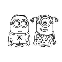 Disegno Due Minions uno accanto all'altro da colorare Disegno Due Minions uno accanto all'altro da colorare