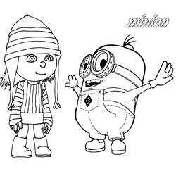 Disegno Agnes e un Minion che salutano da colorare Disegno Agnes e un Minion che salutano da colorare