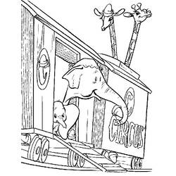 Disegno Dumbo e sua madre nel vagone del circo da colorare