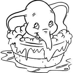 Disegno Dumbo nella vasca da bagno con la schiuma da colorare