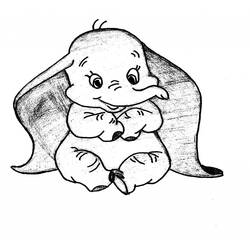 Disegno Dumbo seduto con le orecchie aperte da colorare