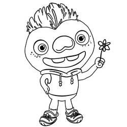 Disegno Clod con un piccolo fiore in mano da colorare