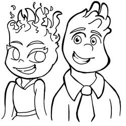 Disegno Ember e Wade sorridenti insieme da colorare