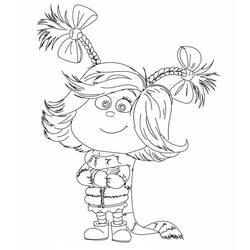 Disegno Cindy Lou sorridente con codini intrecciati da colorare Disegno Cindy Lou sorridente con codini intrecciati da colorare