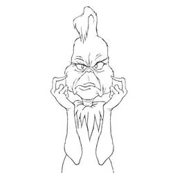 Disegno Grinch con una smorfia e le mani alzate da colorare Disegno Grinch con una smorfia e le mani alzate da colorare