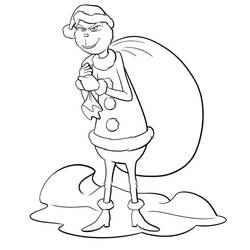 Disegno Grinch con il sacco di Natale da colorare Disegno Grinch con il sacco di Natale da colorare