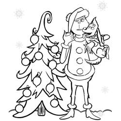 Disegno Grinch e il suo cane vicino all'albero di Natale da colorare Disegno Grinch e il suo cane vicino all'albero di Natale da colorare
