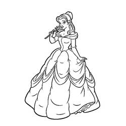 Disegno Belle che annusa una rosa nel suo abito da ballo da colorare