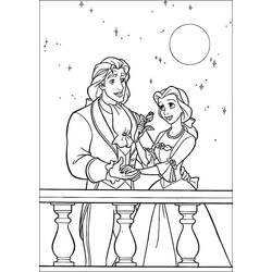 Disegno Bella e il Principe sul balcone da colorare
