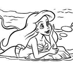 Disegno Ariel sognante su una roccia da colorare