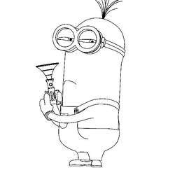 Disegno Minion Kevin con una piccola tromba da colorare Disegno Minion Kevin con una piccola tromba da colorare