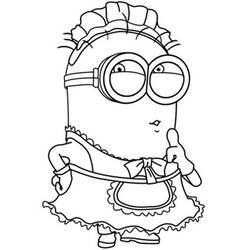 Disegno Minion vestito da cameriera da colorare Disegno Minion vestito da cameriera da colorare