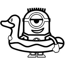 Disegno Minion che galleggia con un salvagente a papera da colorare Disegno Minion che galleggia con un salvagente a papera da colorare