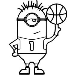 Disegno Minion fa girare un pallone da basket sul dito da colorare Disegno Minion fa girare un pallone da basket sul dito da colorare