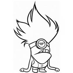 Disegno Minions versione malvagia con capelli a fiamma da colorare