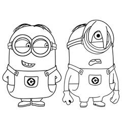 Disegno Minions uno vicino all'altro da colorare