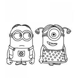Disegno Minions maschio e femmina fianco a fianco da colorare