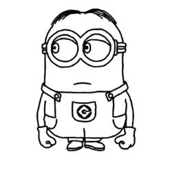 Disegno Minion in piedi con occhiali e salopette da colorare