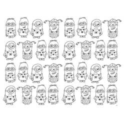 Disegno Minions in fila ordinata da colorare