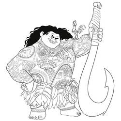 Disegno Maui e Hei Hei con l'amo magico da colorare Disegno Maui e Hei Hei con l'amo magico da colorare
