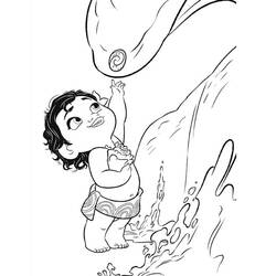 Disegno Vaiana bambina tocca l'onda magica da colorare Disegno Vaiana bambina tocca l'onda magica da colorare