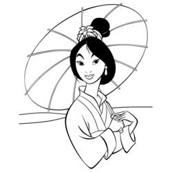 Disegno Mulan con un ombrellino di carta da colorare Disegno Mulan con un ombrellino di carta da colorare