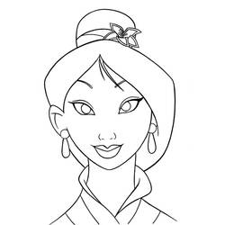 Disegno Mulan sorridente in ritratto da vicino da colorare Disegno Mulan sorridente in ritratto da vicino da colorare