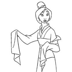 Disegno Mulan con kimono tradizionale da colorare Disegno Mulan con kimono tradizionale da colorare