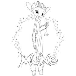 Disegno Mune in piedi dentro un cerchio di stelle e bolle da colorare