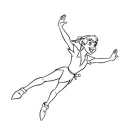 Disegno Peter Pan che vola nel cielo da colorare