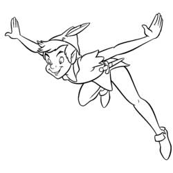 Disegno Peter Pan che vola con le braccia distese da colorare