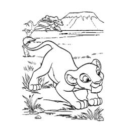 Disegno Simba accovacciato nella savana da colorare Disegno Simba accovacciato nella savana da colorare