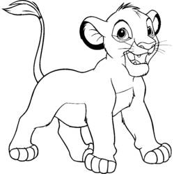 Disegno Simba in piedi e sorridente da colorare Disegno Simba in piedi e sorridente da colorare