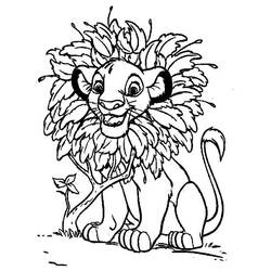 Disegno Simba con una criniera di foglie da colorare Disegno Simba con una criniera di foglie da colorare