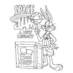 Disegno Bugs Bunny che fa girare un pallone per i Tune Squad da colorare