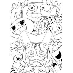 Disegno Pomni circondata da personaggi del circo digitale da colorare Disegno Pomni circondata da personaggi del circo digitale da colorare