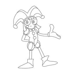 Disegno Pomni in una posa giocosa da giullare da colorare Disegno Pomni in una posa giocosa da giullare da colorare