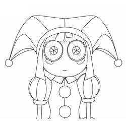 Disegno Pomni con sguardo preoccupato da colorare Disegno Pomni con sguardo preoccupato da colorare