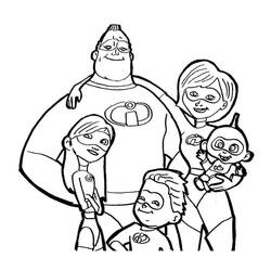 Disegno The Incredibles tutti insieme in famiglia da colorare
