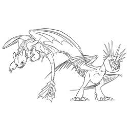 Disegno Toothless in volo vicino a un drago spinoso da colorare Disegno Toothless in volo vicino a un drago spinoso da colorare